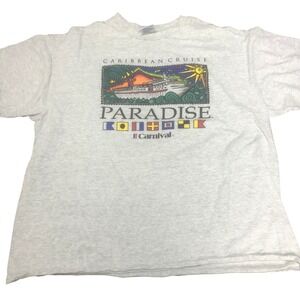 Vintage 90s‎ Carnival Cruise Paradise T Shirt XXL Gray All Sport Single Stitch